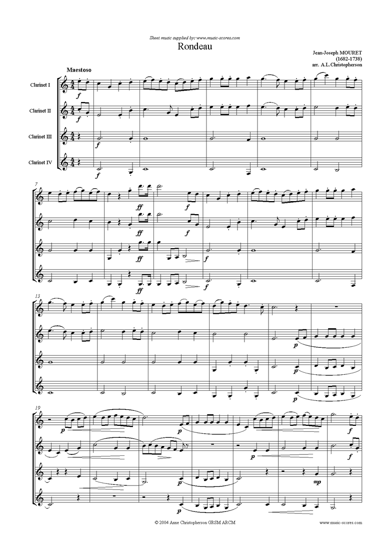 Rondeau: Bridal Fanfare: 4 clarinets by Mouret
