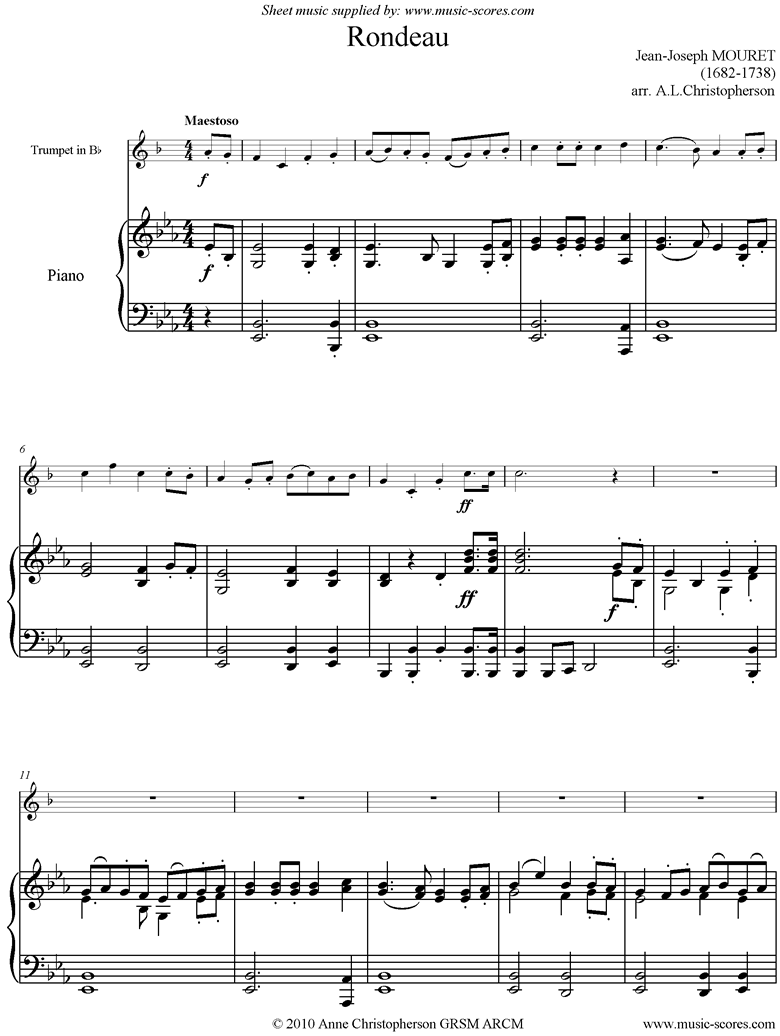 Rondeau. Bridal Fanfare: Trumpet, Ebma lo by Mouret