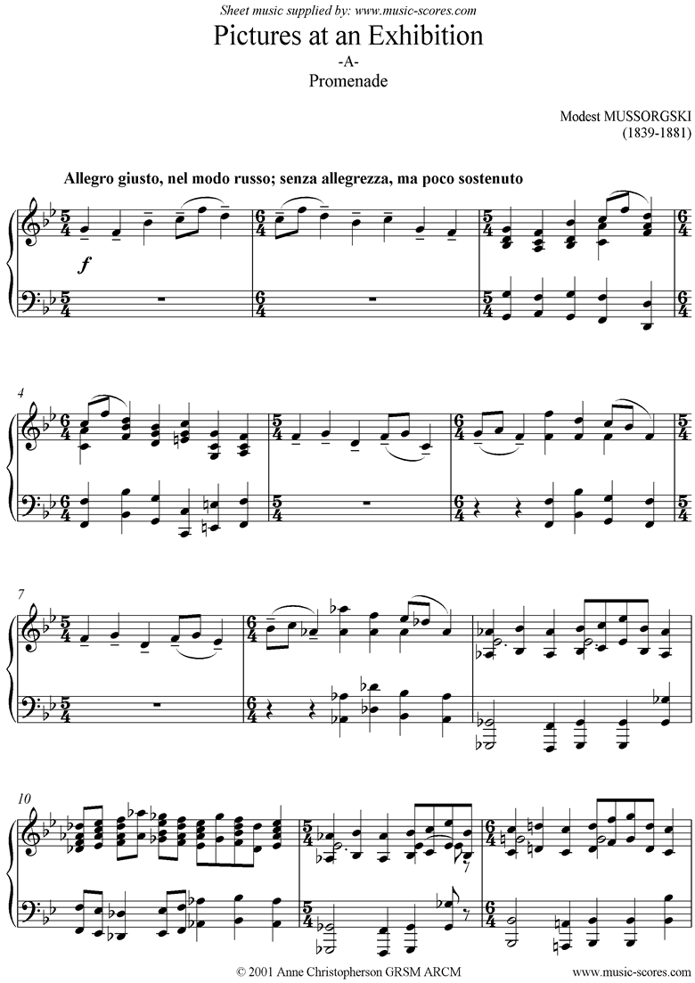 Pictures at an Exhibition: A Promenade by Mussorgsky