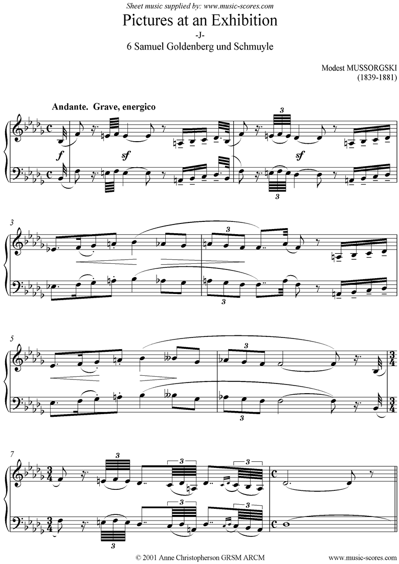 Front page of Pictures at an Exhibition: J 6 Samuel Goldenberg sheet music