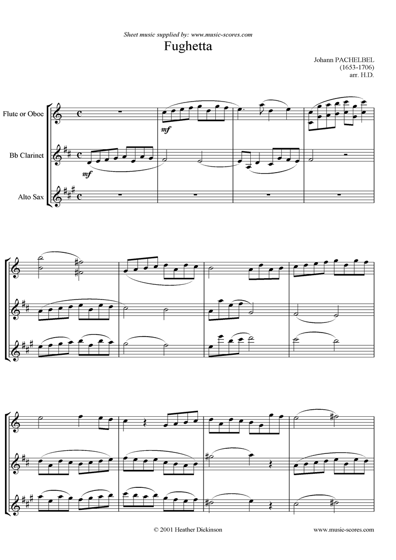 Front page of Fughetta in C: Trio for Flute, Clarinet, Alto Sax sheet music