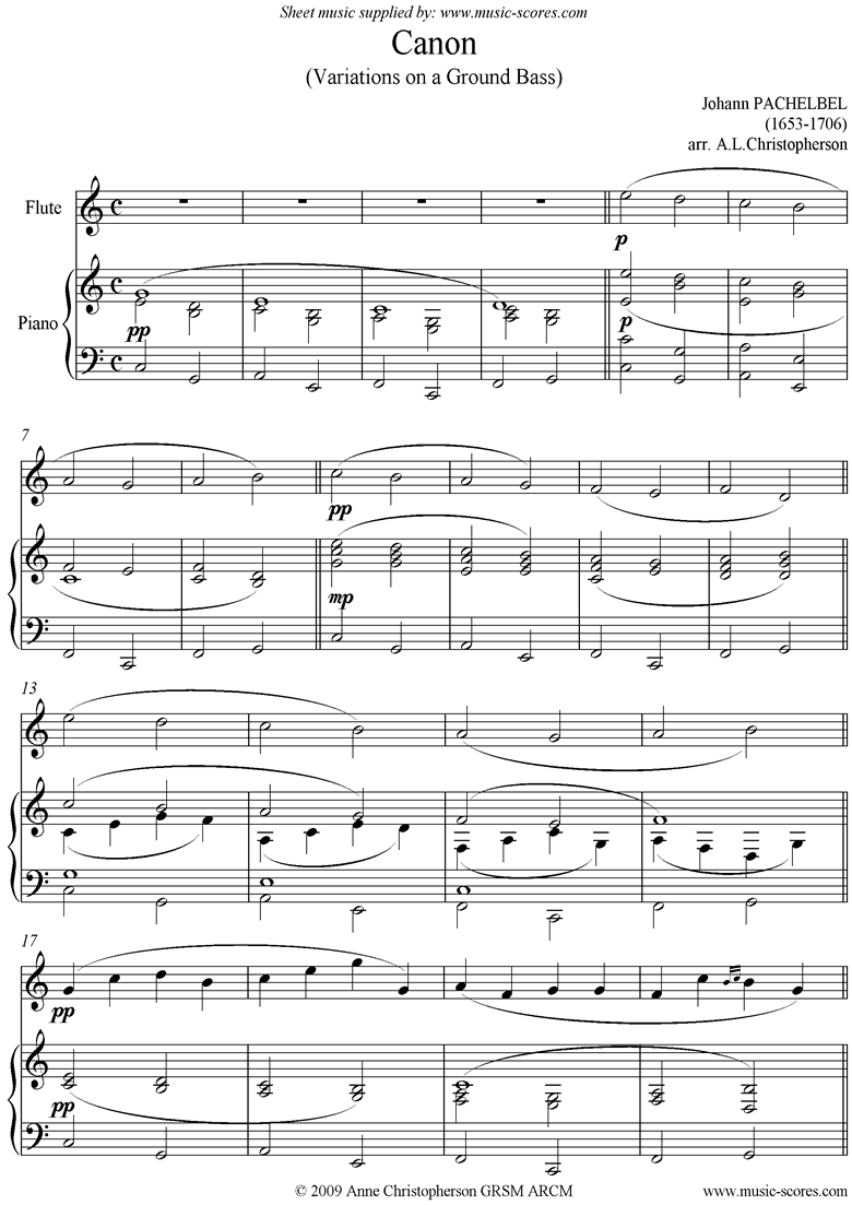 Front page of Canon: C: Flute sheet music