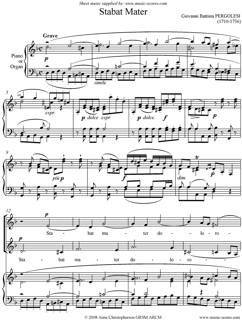 Front page of Stabat Mater 01 Choir SA D minor sheet music