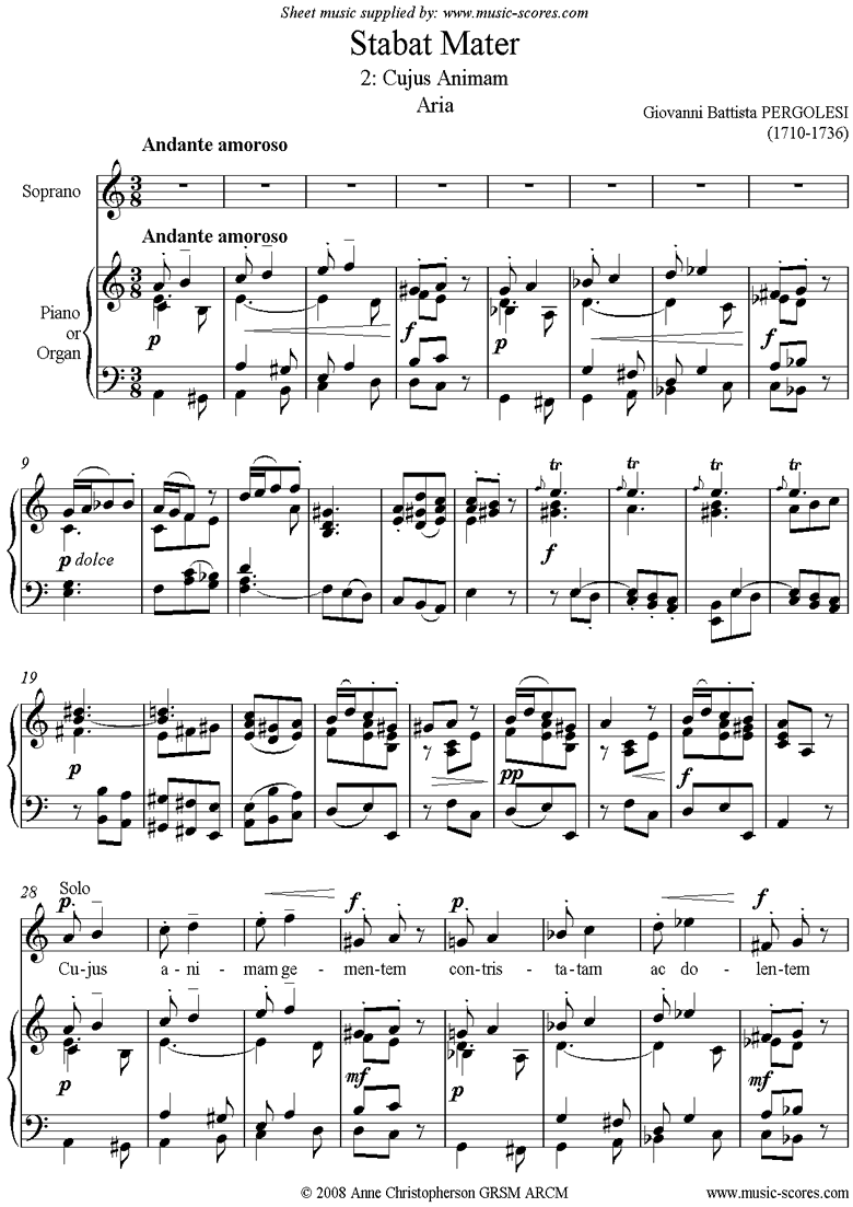 Front page of Stabat Mater 02 Cujus Animam: Soprano Solo sheet music