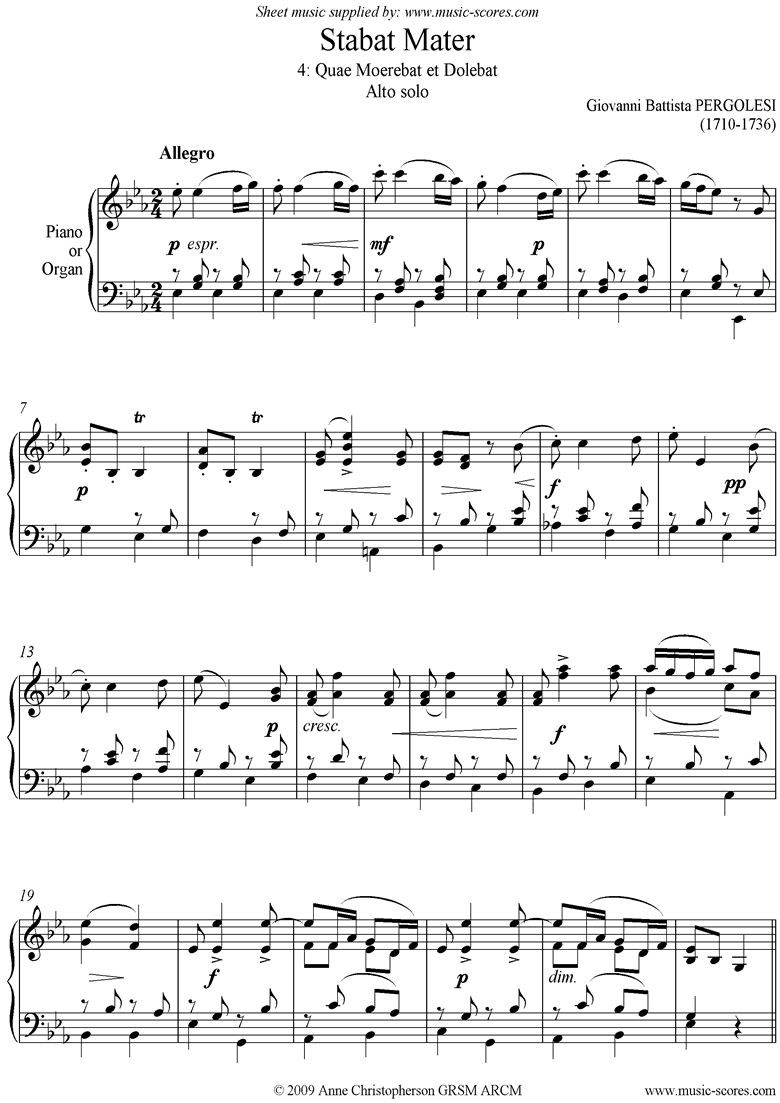 Front page of Stabat Mater 04 Quae Moerebat: Alto Solo sheet music