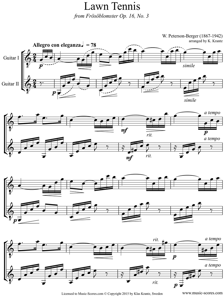 Front page of Op.16 No.3: Lawn tennis: 2 Guitars sheet music