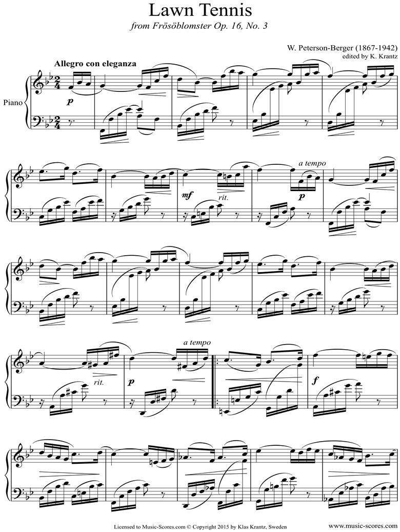 Op.16 No.3: Lawn tennis: Piano by Peterson-Berger