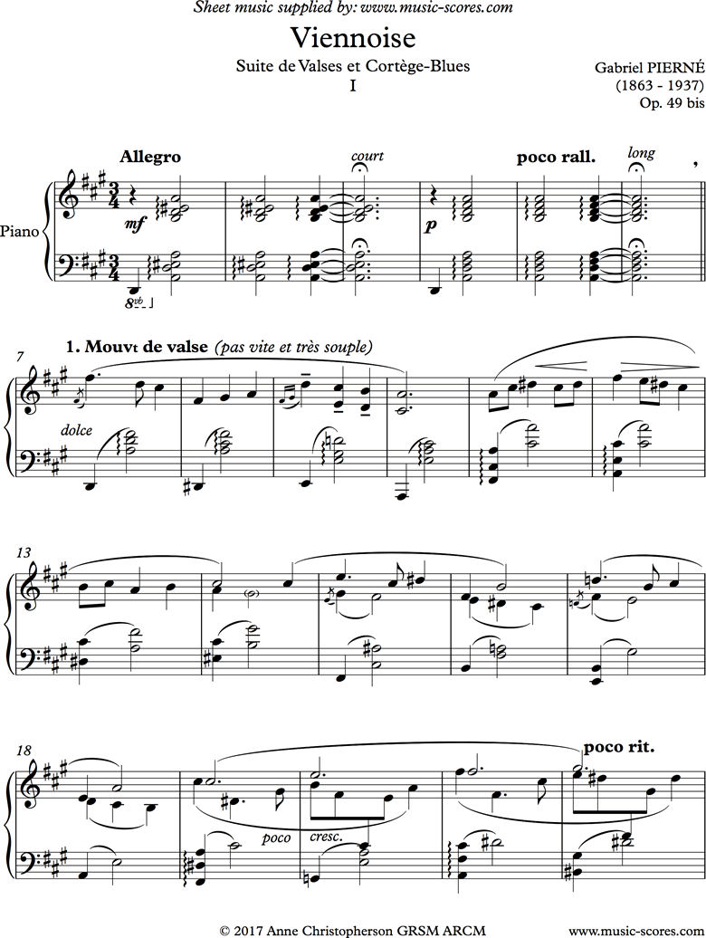 Front page of Viennoise: Valse 01: Piano sheet music