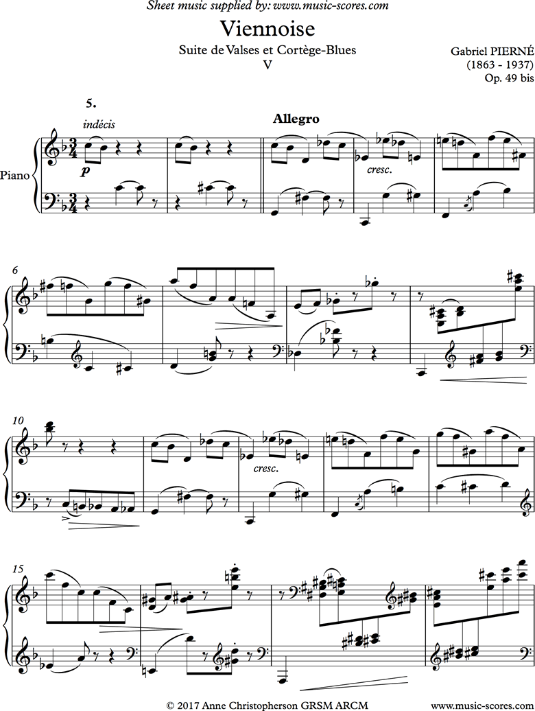 Front page of Viennoise: Valse 05: Piano sheet music