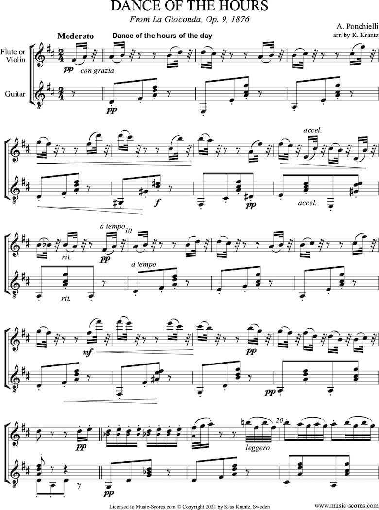 Front page of Dance of the Hours: Flute, Guitar sheet music