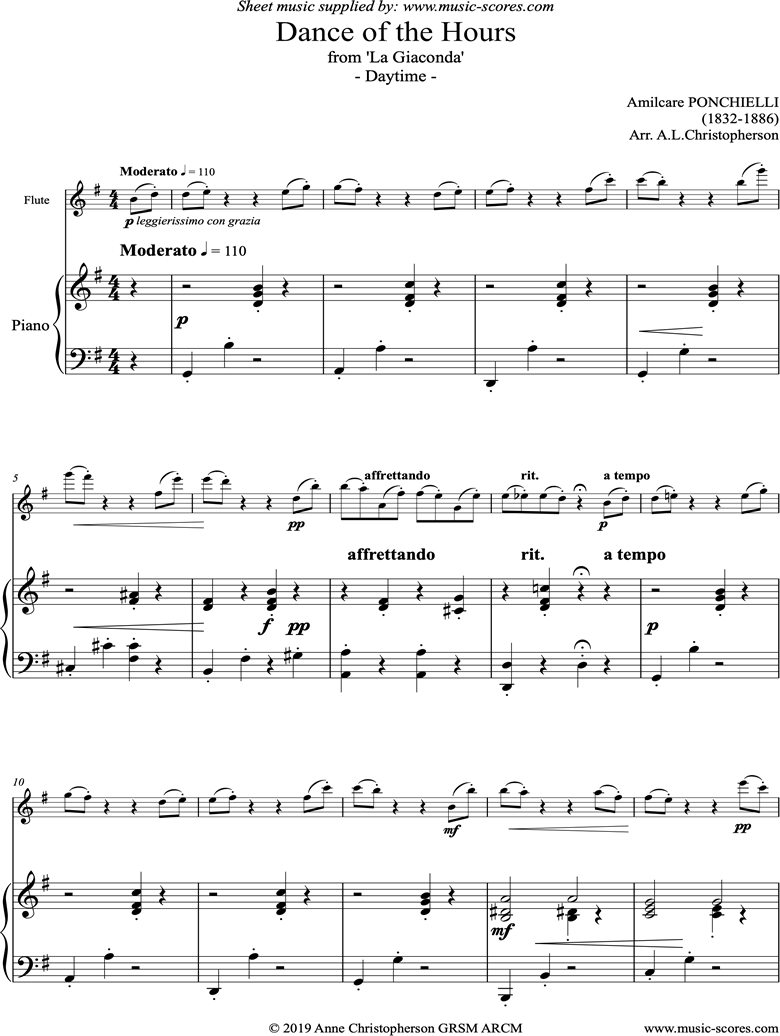 Front page of Dance of the Hours: Daytime: Flute and Piano sheet music