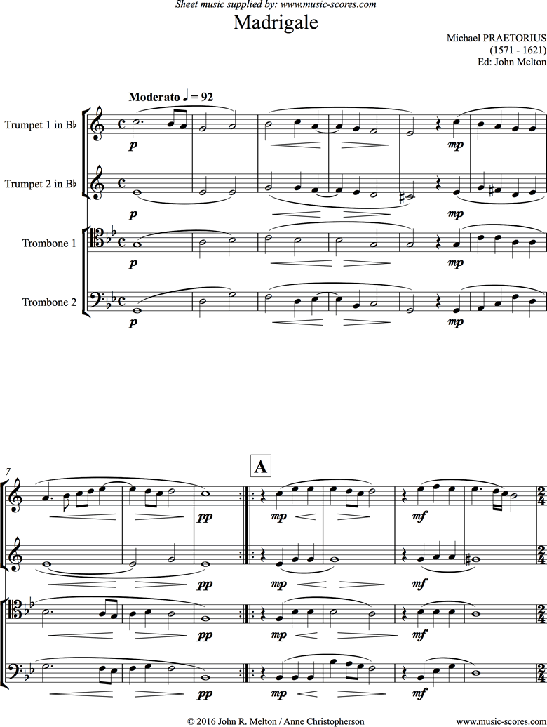 Madrigale: Brass 4 by Praetorius