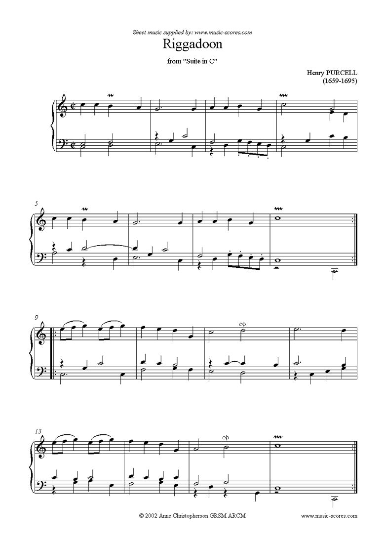 Front page of Riggadoon: from Suite in C sheet music