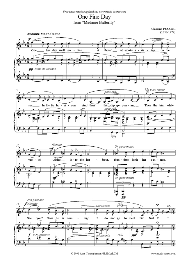 One Fine Day: Madame Butterfly: Eb by Puccini