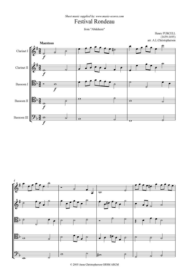 Abdelazer: Festival Rondeau: Wind 5 by Purcell