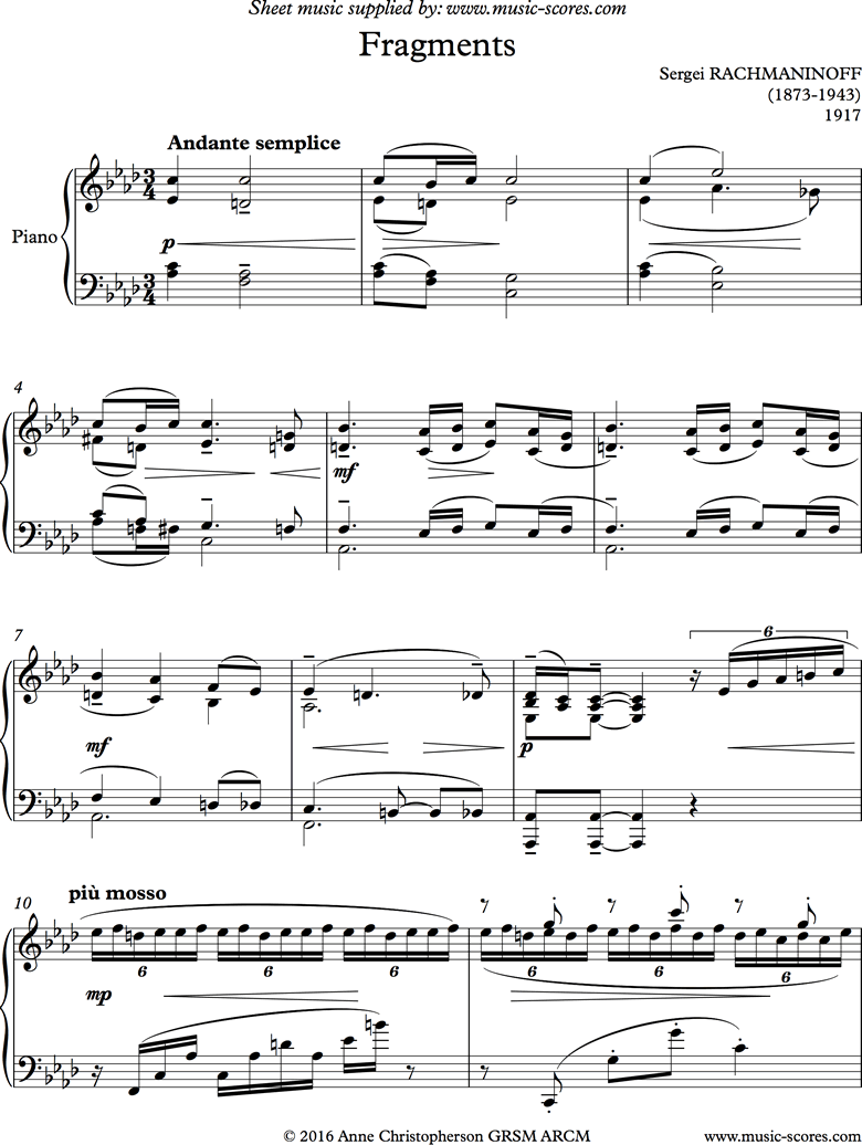 Front page of Op. posth, 1917:Fragments sheet music