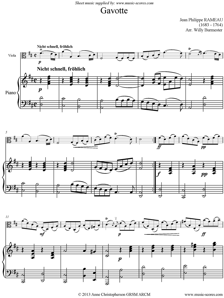 Front page of Gavotte: Viola, Piano sheet music