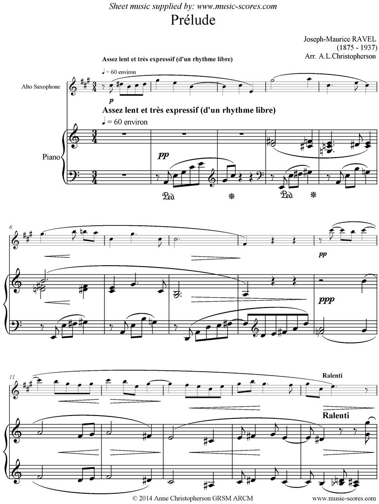 Front page of Prelude Leleu. Alto Sax, Piano sheet music