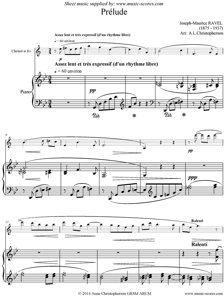 Front page of Prelude Leleu. Clarinet, Piano sheet music