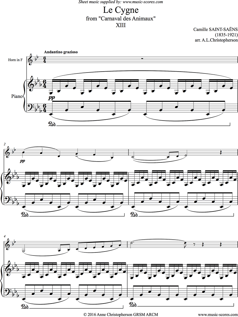 Le Carnaval des Animaux: 13 Le Cygne - French Horn by Saint-Saens