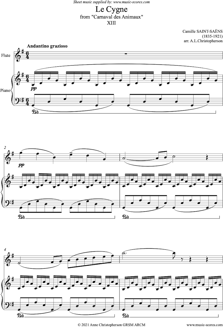Le Carnaval des Animaux: 13 Le Cygne - flute by Saint-Saens