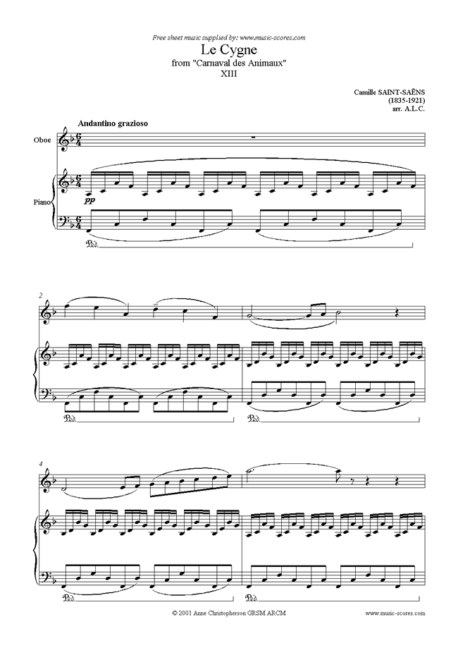 Le Carnaval des Animaux: 13 Le Cygne - oboe by Saint-Saens