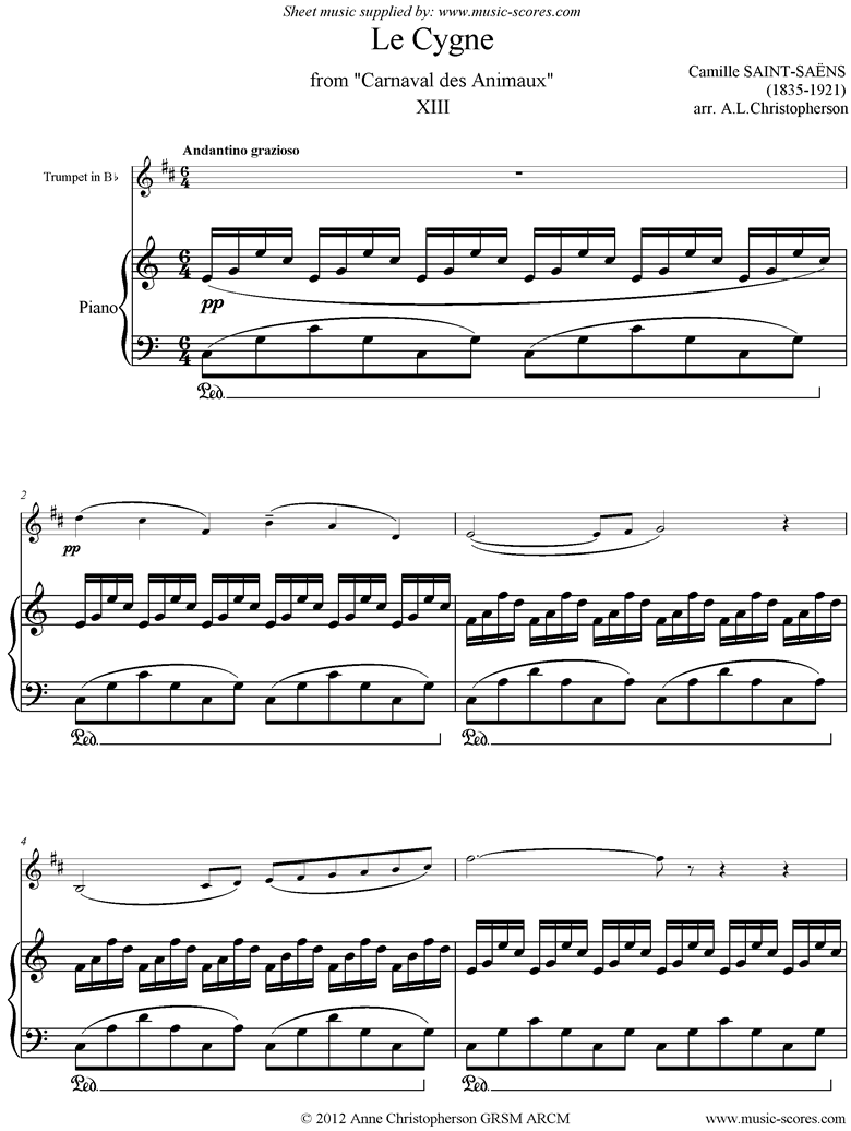 Le Carnaval des Animaux: 13 Le Cygne - trumpet by Saint-Saens