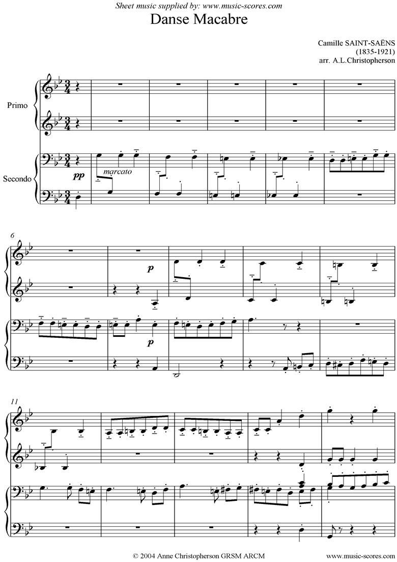 Front page of Danse Macabre Part II : Piano duet sheet music