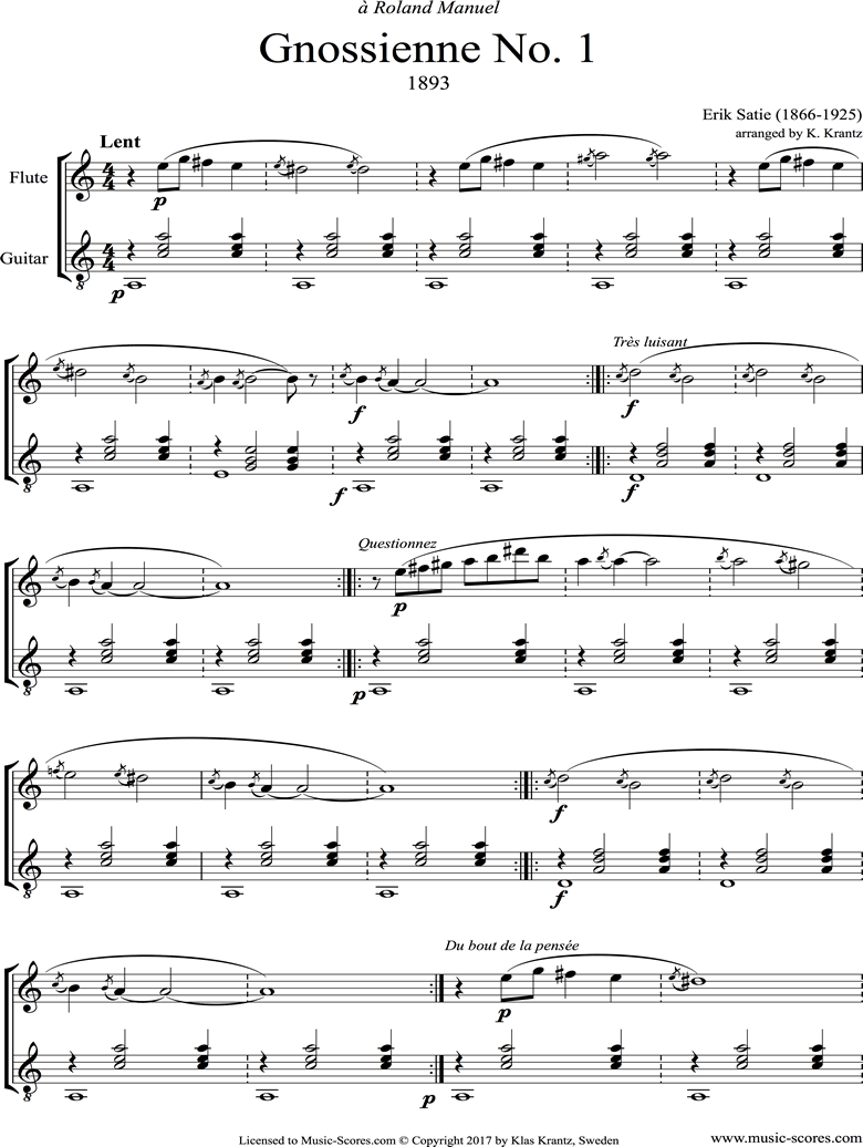 Erik Satie - Gnossienne n°1 (Score) 