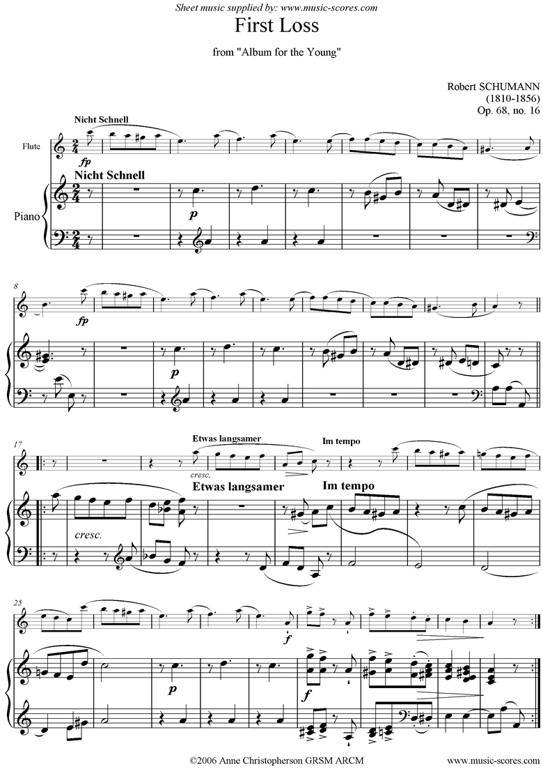 Free Piano Sheet Music – Siciliana Op. 68 No. 11 – Schumann