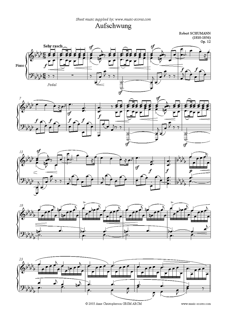 Front page of Op.12: Fantasiestücke: No.2 Aufschwung sheet music