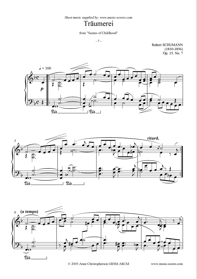 Op.15: Scenes from Childhood: 07 Dreaming by Schumann