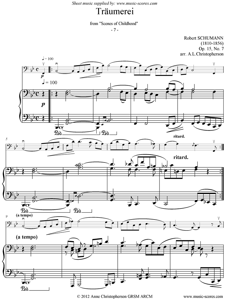 Op.15: Scenes from Childhood: 07 Dreaming: Double bass by Schumann