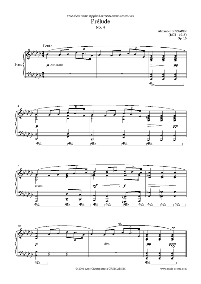 Front page of Op.16, No.4: Prelude sheet music