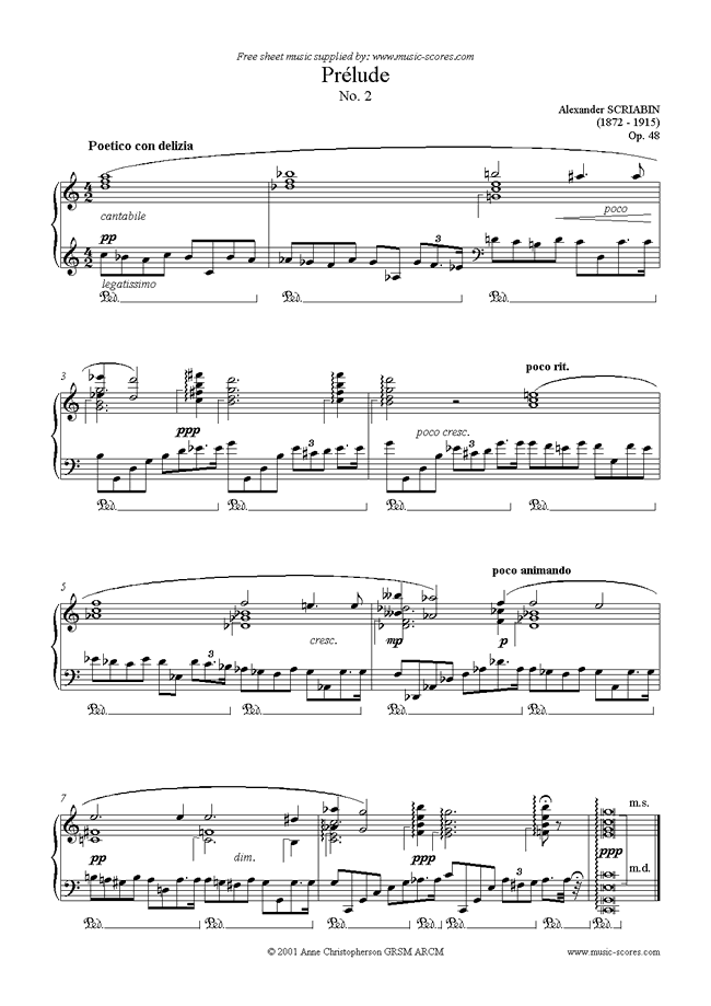 Front page of Op.48, No.2: Prelude sheet music