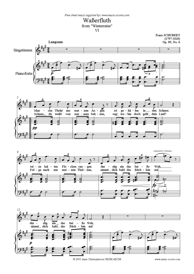 Front page of Winterreise, Op. 89: 06 Waßerfluth sheet music