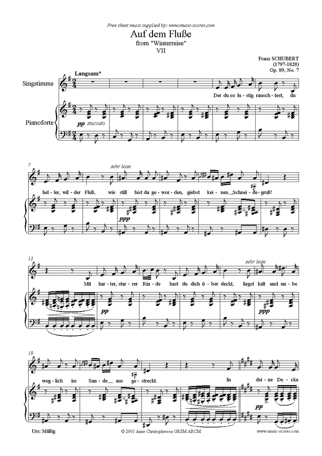 Front page of Winterreise, Op. 89: 07 Auf dem Flusse sheet music