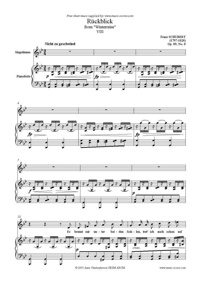 Front page of Winterreise, Op. 89: 08 Rückblick sheet music