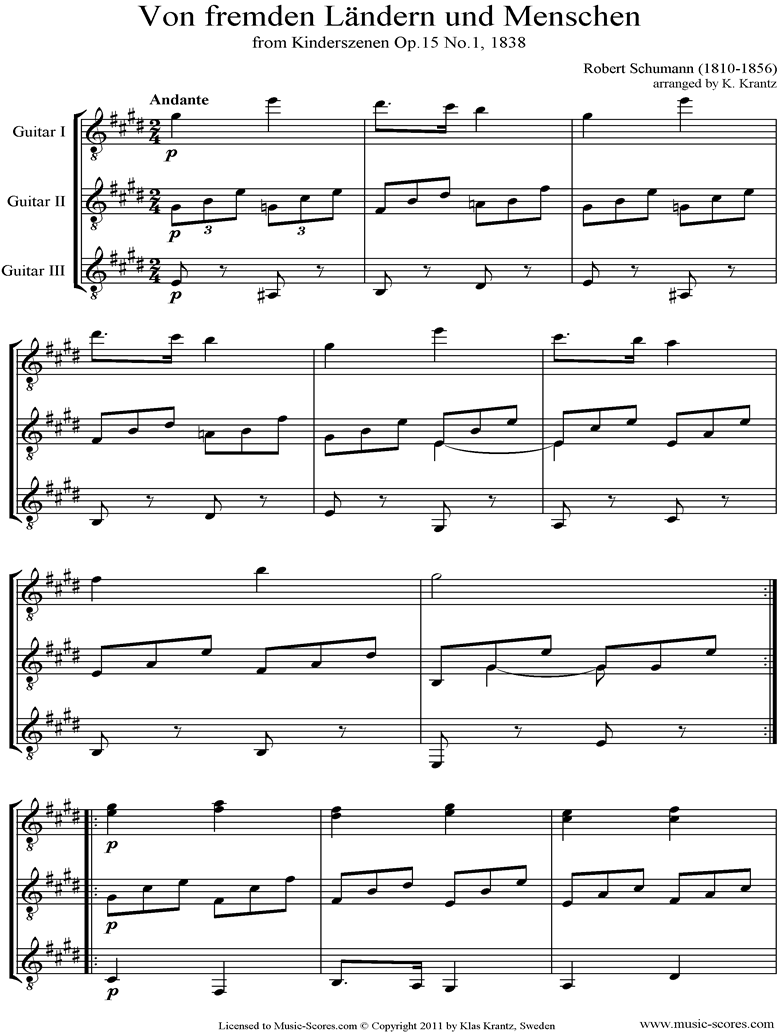 Op.15: Scenes from Childhood: 01 Of Strange Lands: Guitar Trio by Schumann