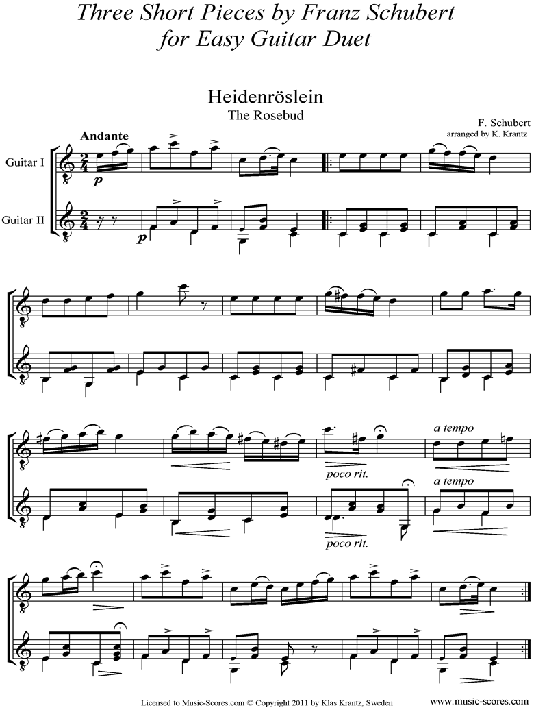 Front page of 3 Short Pieces: Guitar Duet sheet music