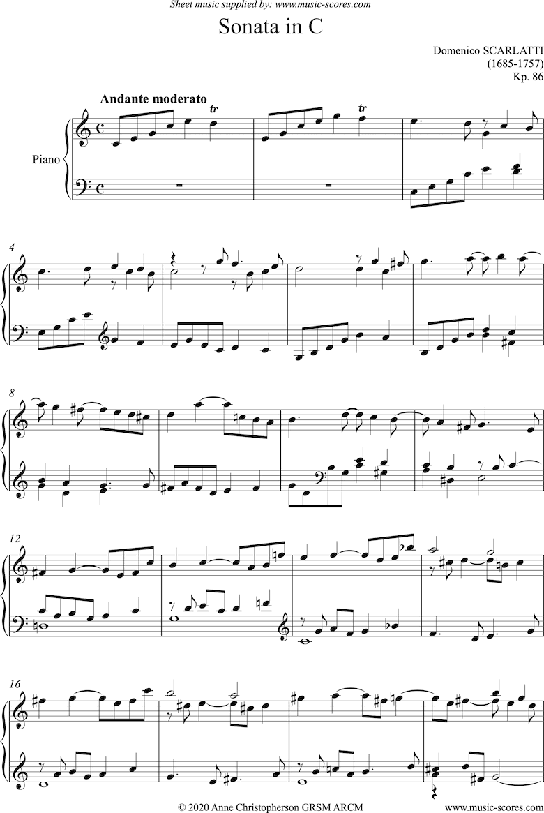Front page of Kp.086: Sonata in C: Piano sheet music