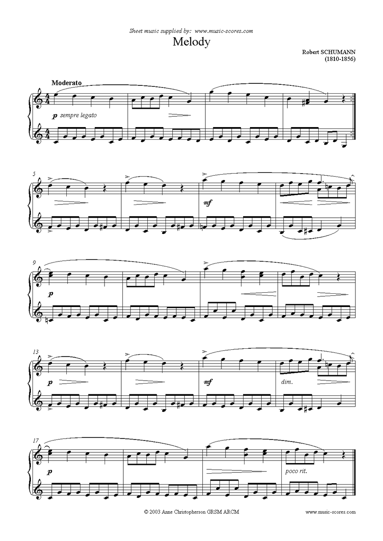 Front page of Melody: Piano sheet music