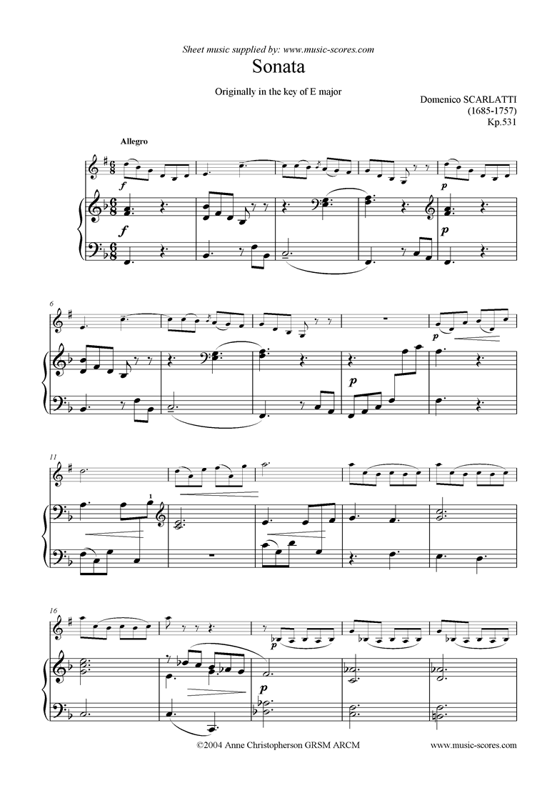 Front page of Kp.531:Sonata for Clarinet sheet music