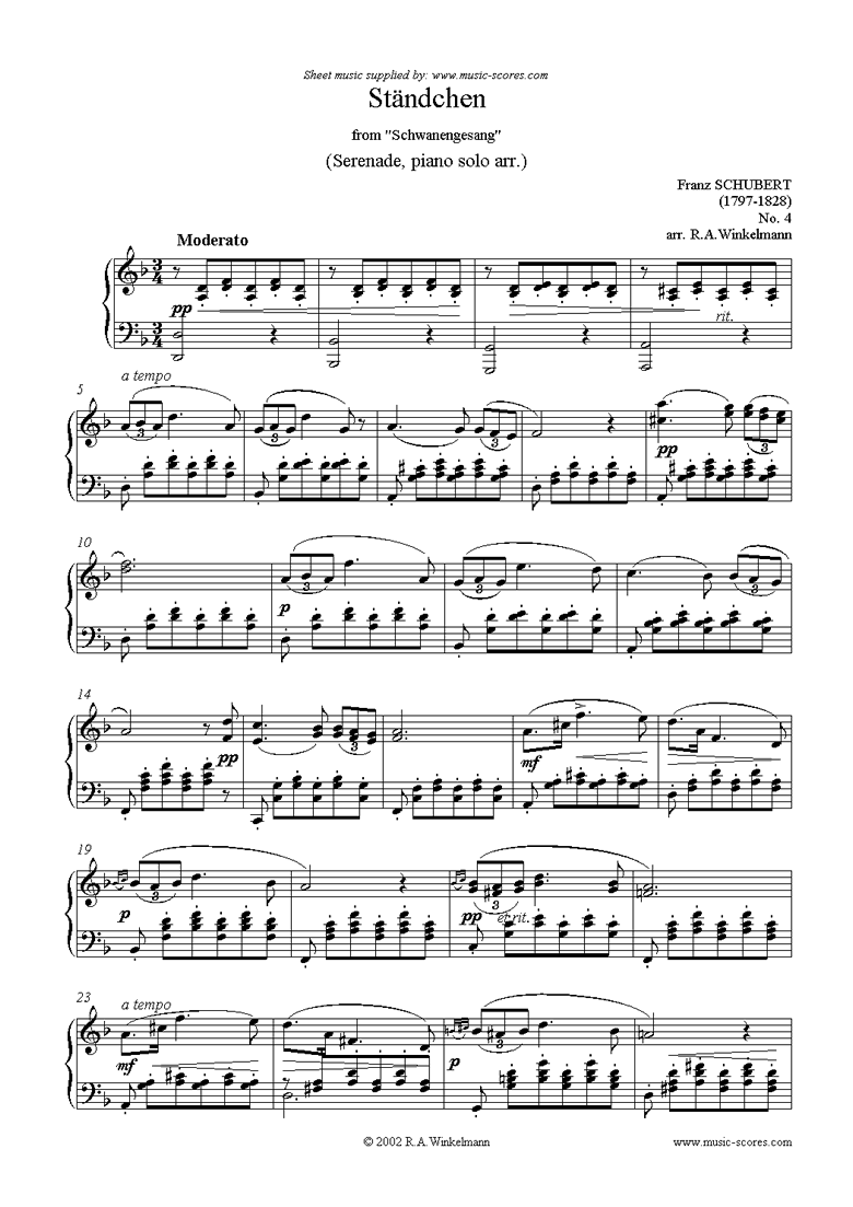 Front page of Schwanengesang: 04 Ständchen (Serenade) sheet music