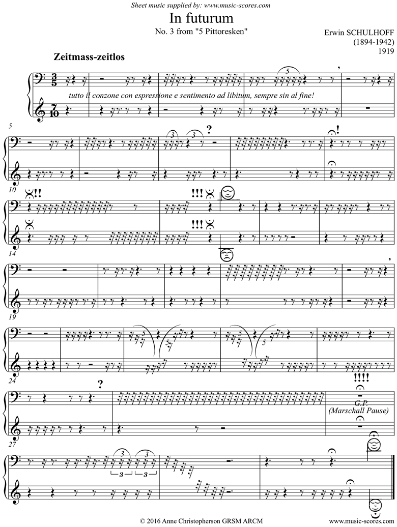 Front page of From 5 Pittoresken: 3 Futurum sheet music