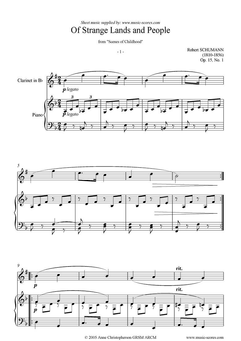 Op.15: Scenes from Childhood: 01 Strange Lands: Cl by Schumann