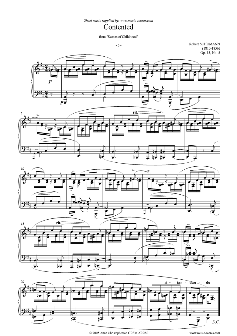 Op.15: Scenes from Childhood: 05 Contented by Schumann
