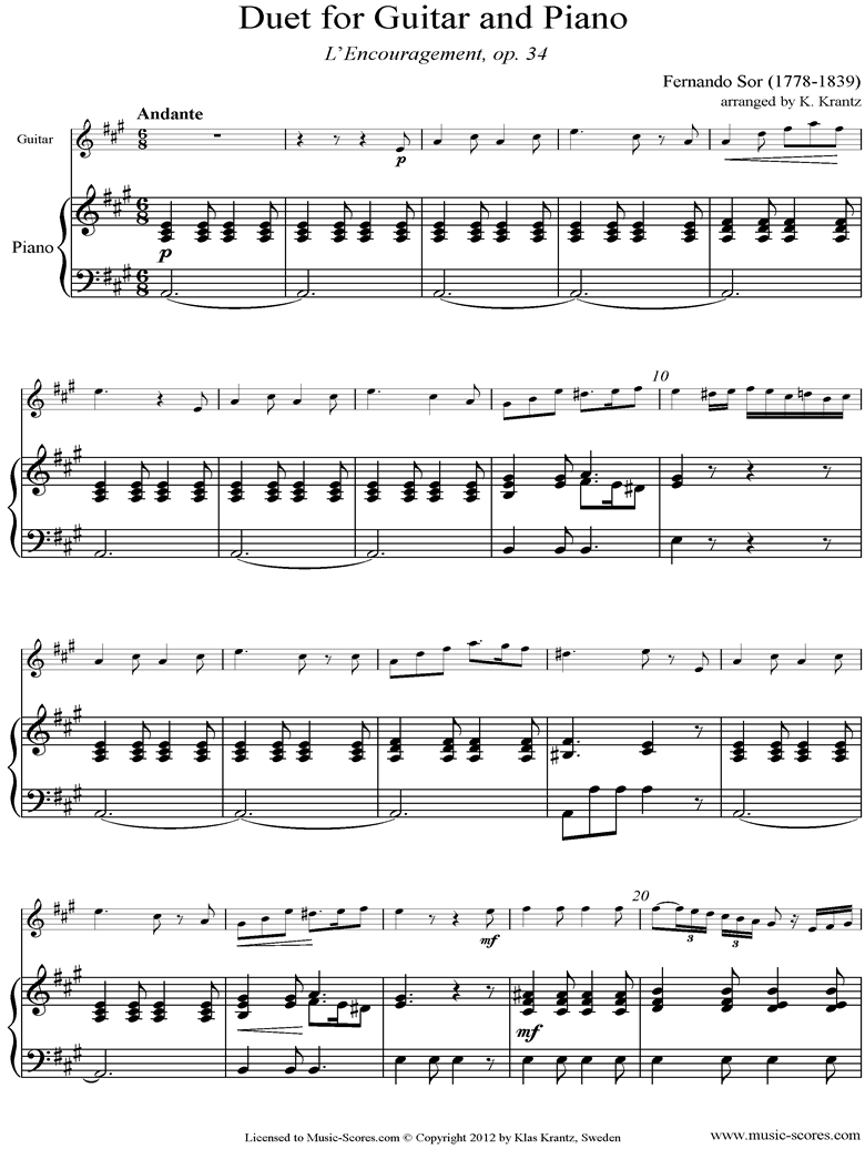 Front page of Op.34: Guitar, Piano sheet music