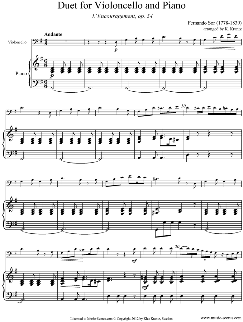 Front page of Op.34: Cello, Piano sheet music