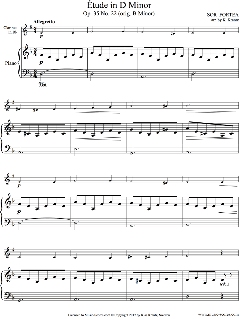 Front page of Op.35, No.22: Clarinet, Piano sheet music